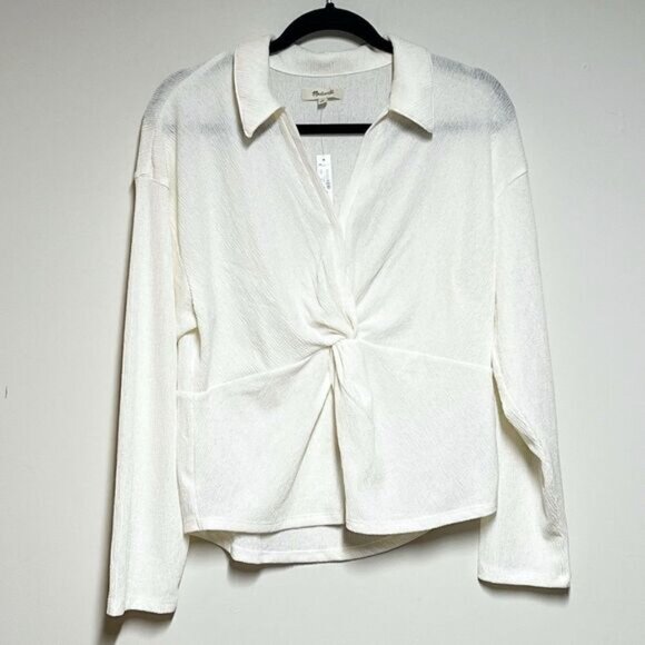 NWT Madewell Twist front Blouse Top Cream Sz L - Picture 3 of 8
